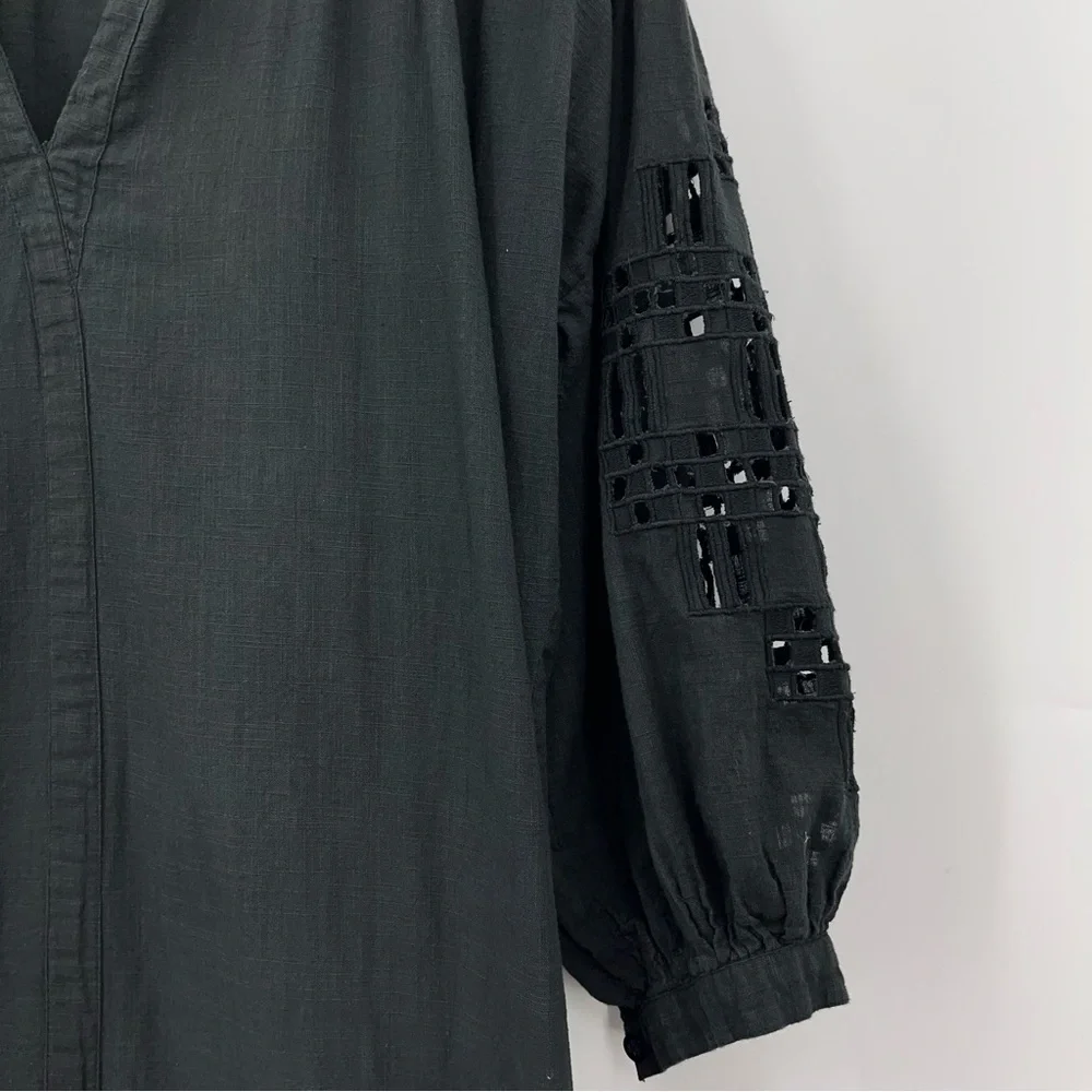 V. DE Vinster M Balloon Dress Black Eyelet maxi 0236 long Sleeve Cotton medium